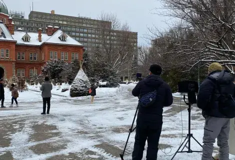 冬のロケ風景